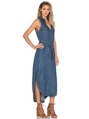 Free People Cecelia Denim Chambray Sleeveless midi dress